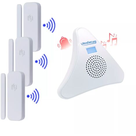 Pack alerte d'ouverture sans-fil 300m - 3 détecteurs autonomes + carillon ON/OFF 35 mélodies volume réglable (DA600+)