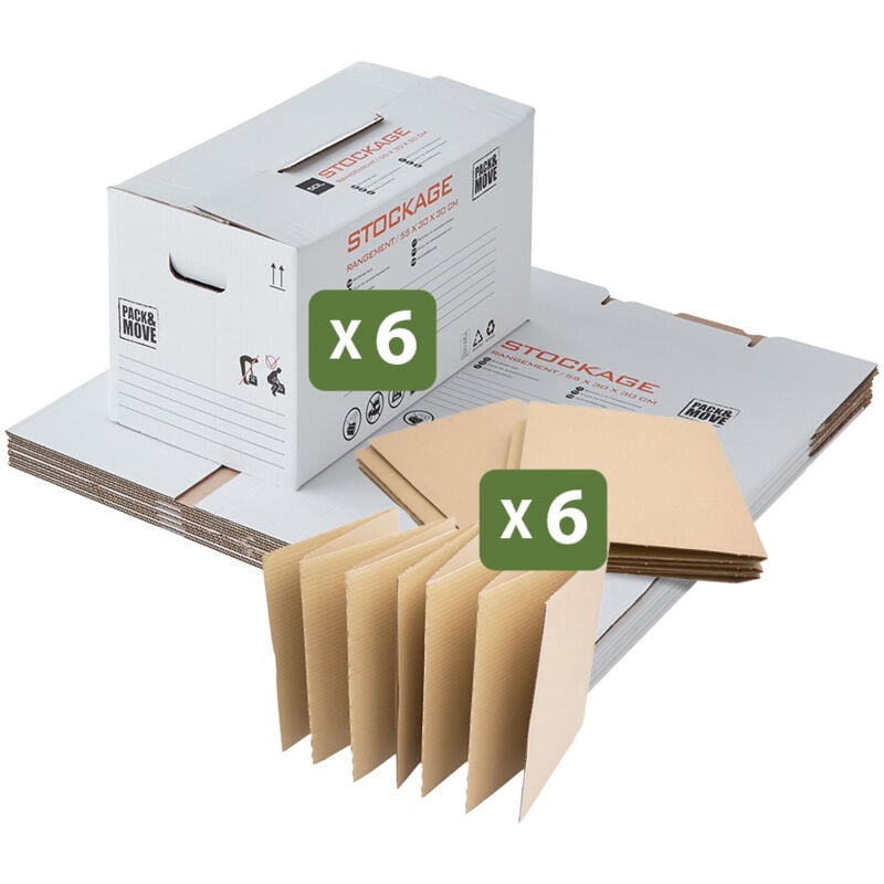 Lot 120 croisillons de calage déménagement avec carton - 55 x 30 x 30 cm - Pour assiettes et cadres - Carton renforcé - Pack And Move