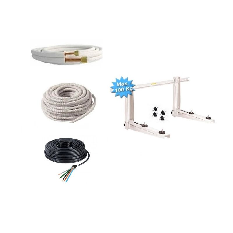 Pack Anschluss Klimaanlage 3 Meter 1/4 1/2 + Wandhalterung professionelle Qualität