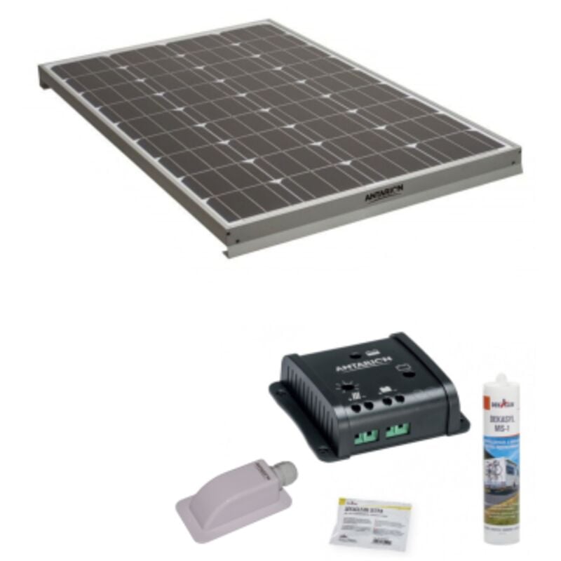 Pack Antarion Panneau solaire 160W camping car + Kit de pose solaire avec régulateur de charge pwm 160W 10A