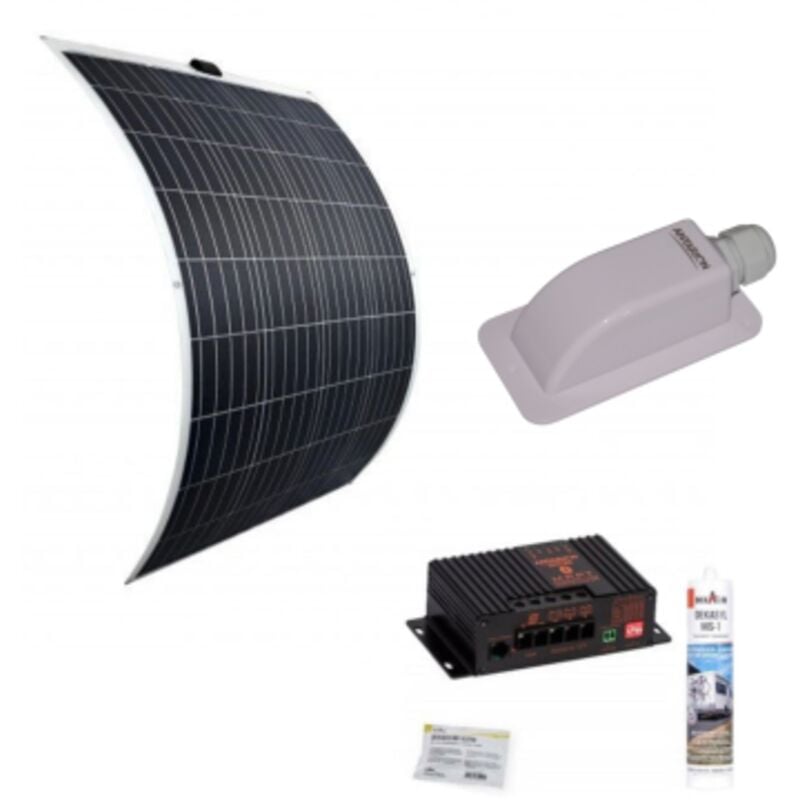 Pack Antarion Panneau Solaire Souple 135W + Régulateur de charge Bluetooth + passe-toit + Dekasyl MS1 Camping-Car
