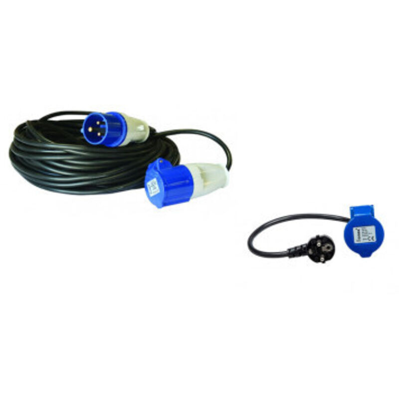 Pack ANTARION Rallonge électrique 15m P17 + Adaptateur femelle pour Camping-Car