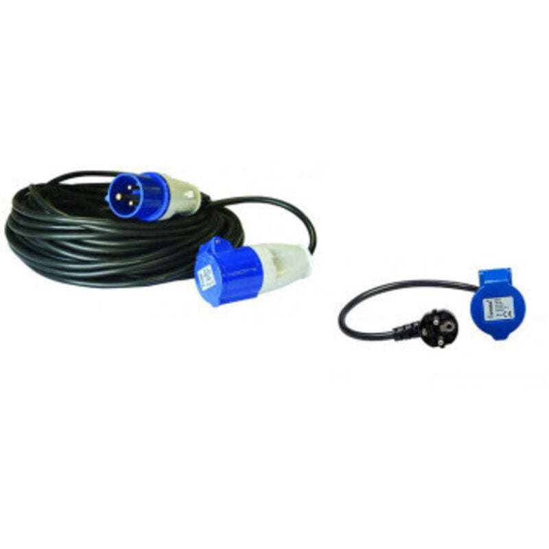Pack Antarion Rallonge électrique 25m P17 + Adaptateur femelle 0,50cm Camping-Car