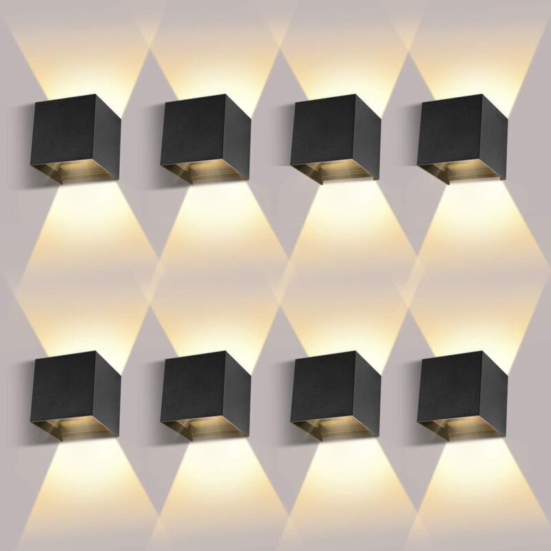8 Pack Applique Murale Interieur/Exterieur 12W 3000K Appliques Murales