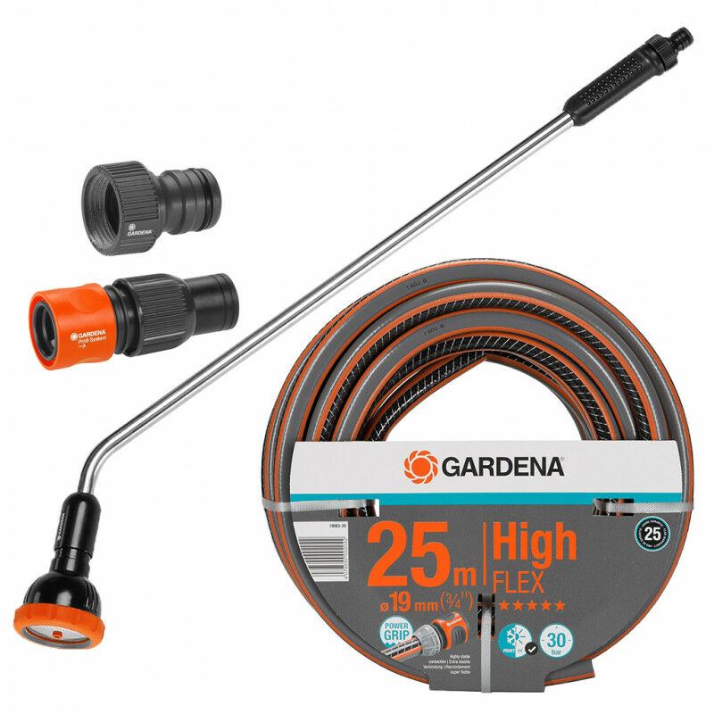 Gardena - Pack arrosage : Tuyau High Flex 25m Ø19mm + fusil arrosoir Grand débit + raccords