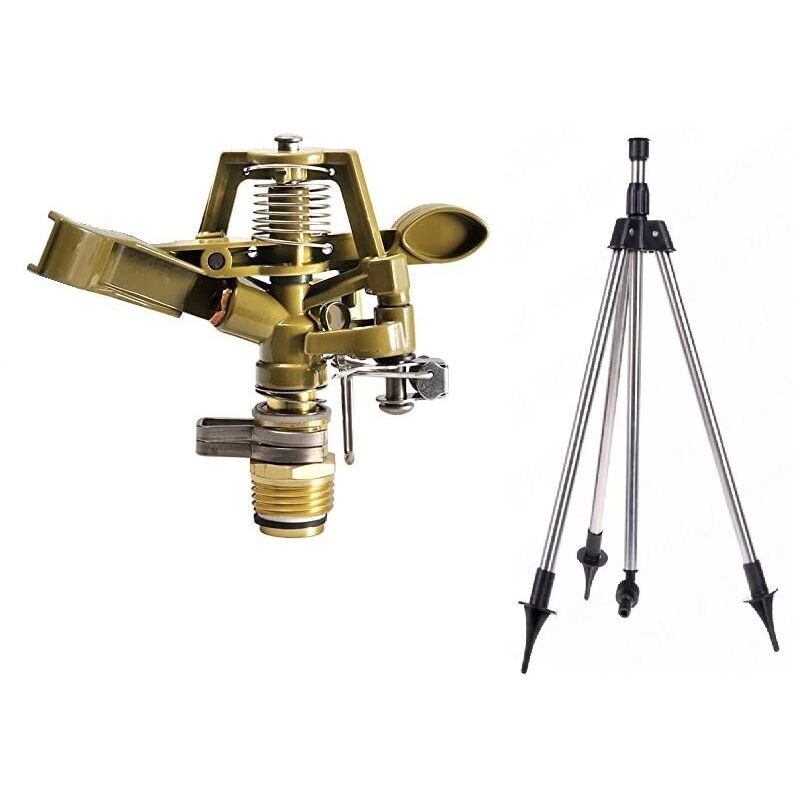 Pack aspersor de riego latón zinc 1/2' ajustable más trípode porta aspersor. Offre exclusive