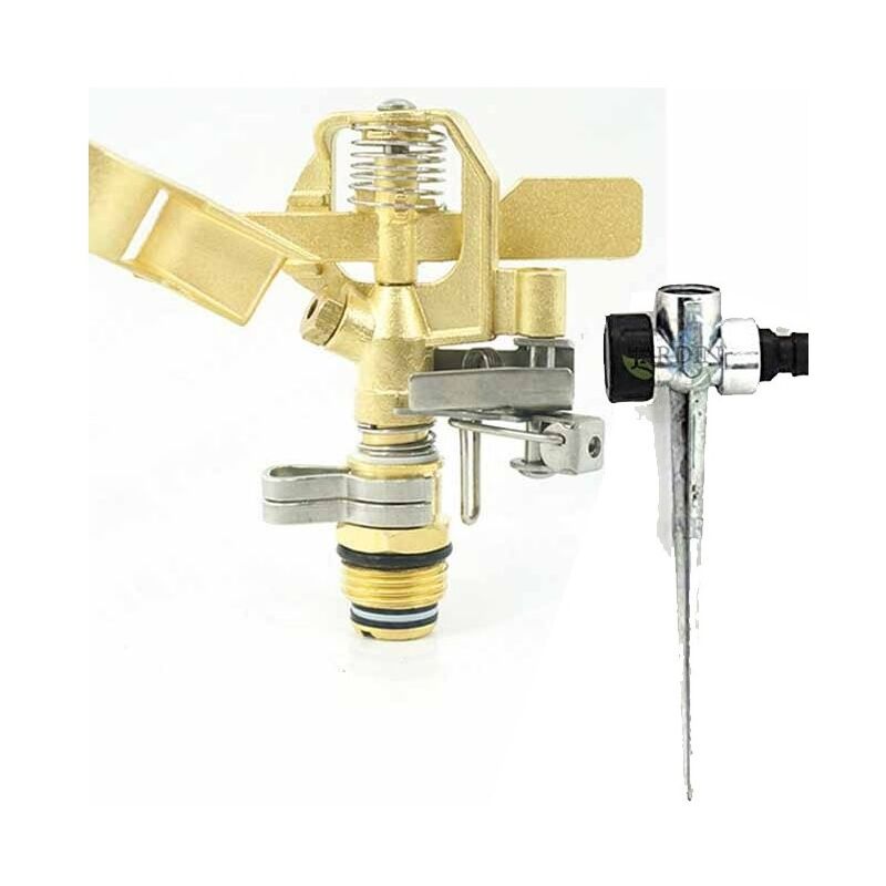 

Pack Aspersor riego laton ajustable 10-15 mts. Rosca 1/2'. Incluye porta aspersor metalico