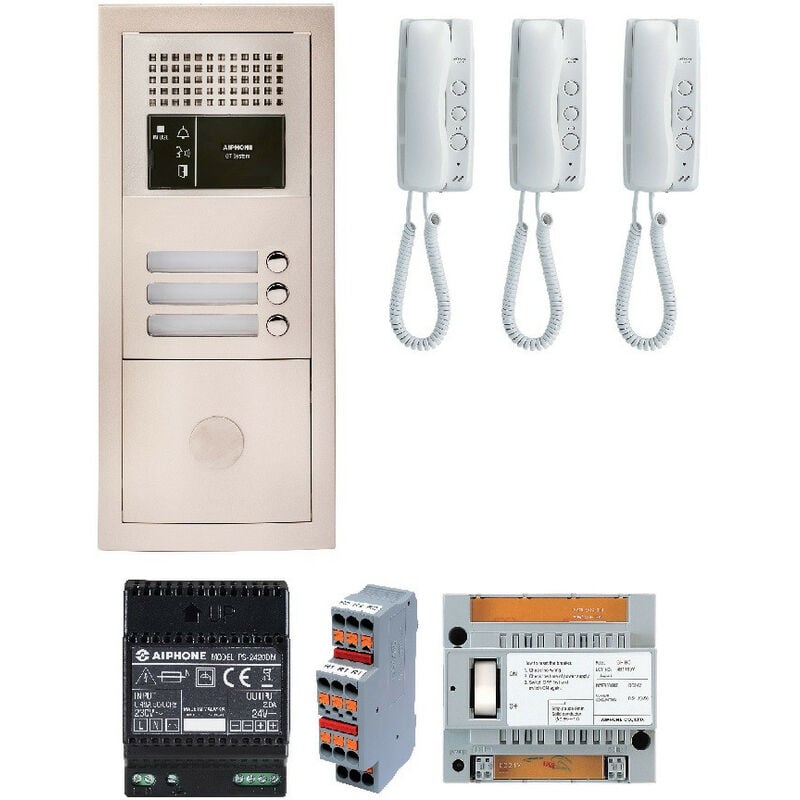 Aiphone - Pack audio 3 bp avec 3 postes GT1D programmés - GTBA3E