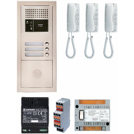 Pack audio GTBA3E avec 3 boutons et 3 postes GT1D préprogrammés, platinede rue encastrée - AIPHONE –