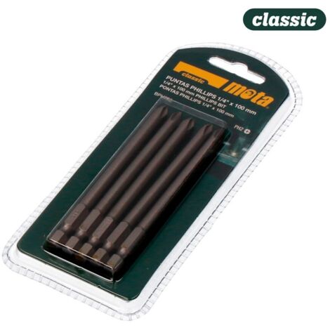 Pack aus 5 Bits Ph 2x90mm 1/4'' Stahl Bph290 Mota