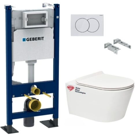Pack Autoportant bati-support Geberit  + WC sans bride Swiss Aqua Technologies Brevis + abattant ultra-fin (BREVISGEBX)