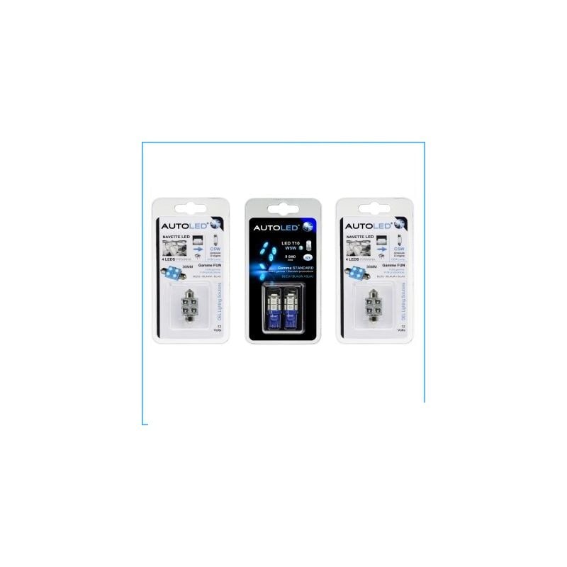 PACK B3- 4 Ampoules LED Bleu C5W 36mm+W5W Intérieur LED AUTOLED®