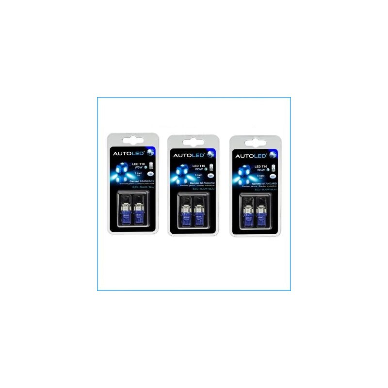 Autoled - pack B5 - 6 Ampoules led Bleu W5W (t10) led Habitacle auto ®