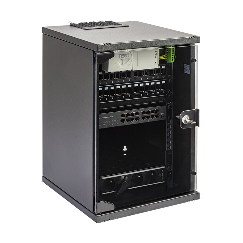 Pack Baie Petit Tertiaire 10'' avec 24 RJ45 Cat6/Switch 16 Ports Gigabit - Solution Réseau Clé en Main pour Locaux Tertiaires Moyens (200 m²). Batilec