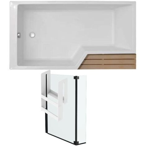 Pack baignoire bain douche 160 x 90 JACOB DELAFON Neo version gauche + pare bain noir mat