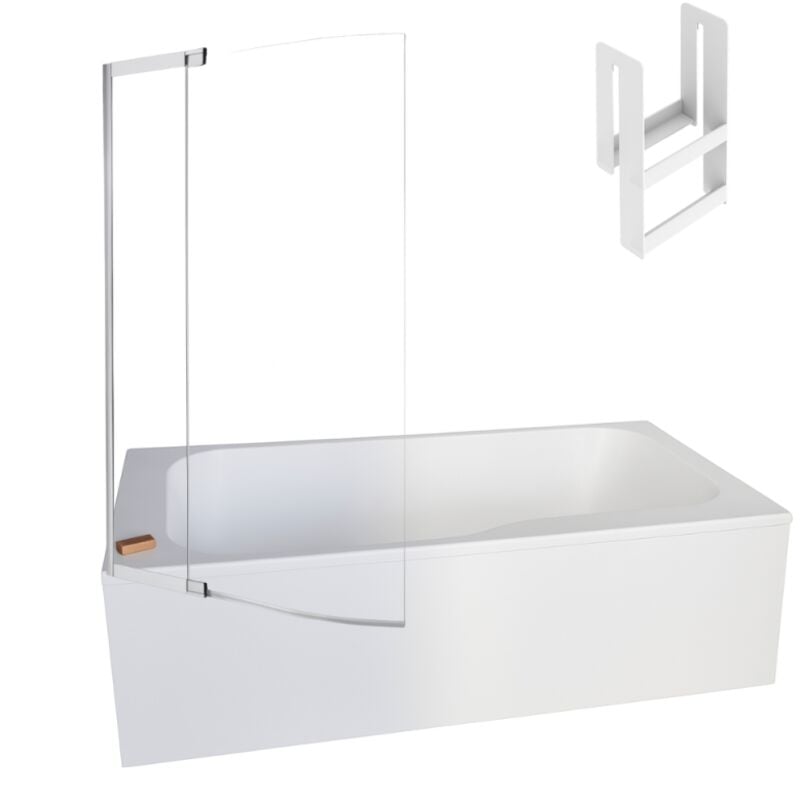Jacob Delafon - Pack baignoire bain douche 160 x 85 Malice version gauche + tablier en niche + pare bain + étagère pour pare bain