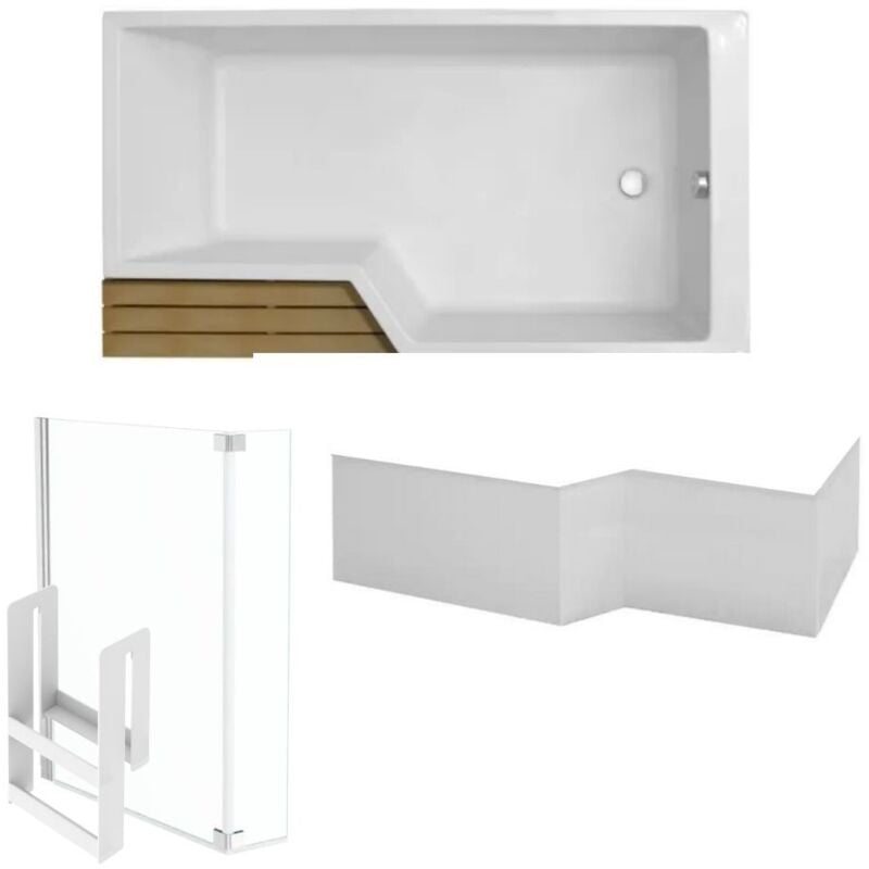 Jacob Delafon - Pack baignoire bain douche 180 x 90 Neo version droite + pare bain chromé + tablier