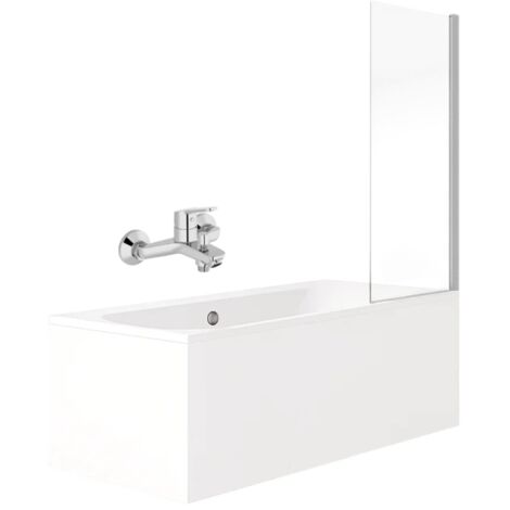 Pack baignoire droite 180 x 80 JACOB DELAFON Elise + mitigeur bain douche chromé + pare bain chromé + vidage