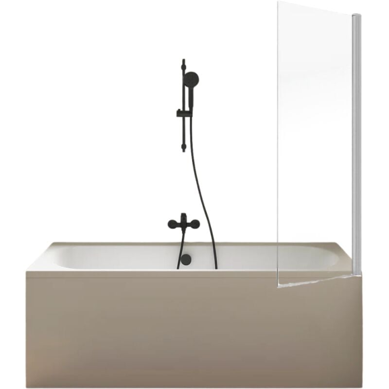 Jacob Delafon - Pack baignoire 170 x 75 Elise + tablier niche + pommeau et mitigeur bain noir Aimé + pare bain chromé + vidage