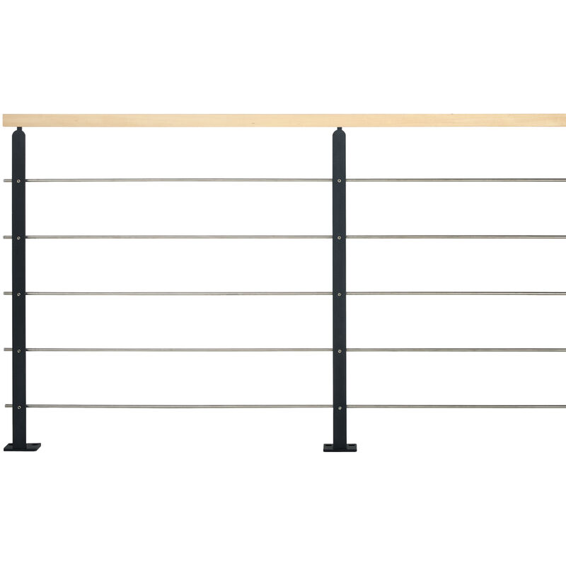 Burger - Pack balustrade prêt-à-poser PACKUNIVC3 en acier - main courante en hêtre verni - 2 m