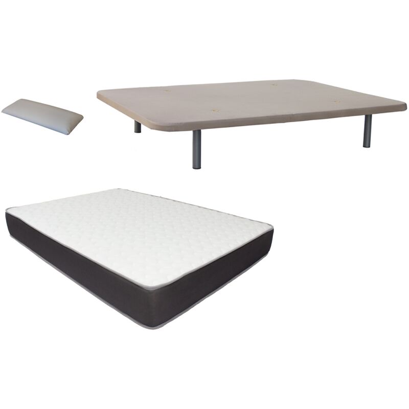 

Pack Base tapizada (patas incluidas)+colchon HR MEGA CONFORT VISCO+ almohada DE REGALO 135X200