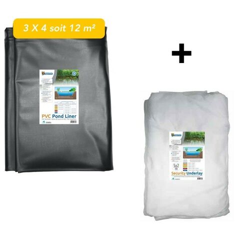 Pack Bassin de jardin : Bàche liner 12 m² 3X4m + feutre géotextile de protection