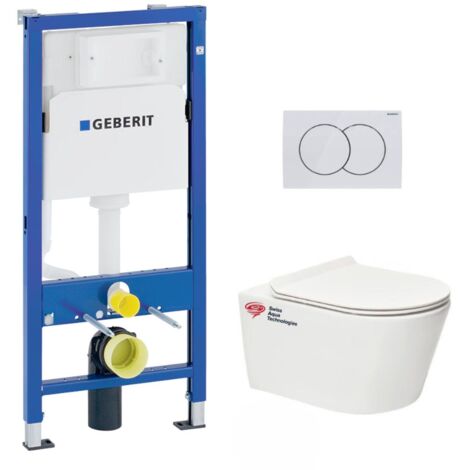 Pack Bastidor  Geberit 112cm + WC sin brida SAT Brevis + Asiento ultraplano