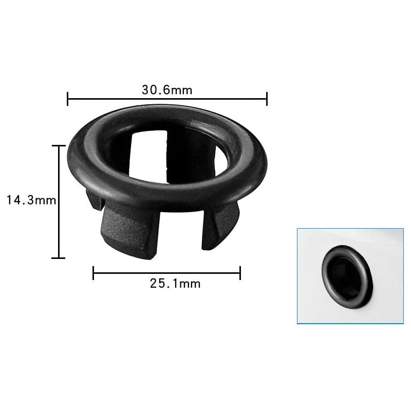 Pack Bathroom Sink Drain Hole Cover for 22-24mm Hole, Black Hollow Ring