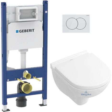 Pack bâti-support Duofix + Plaque de commande + Fixations murales  + Cuvette suspendue + Abattant (O.NOVO49GEB3)