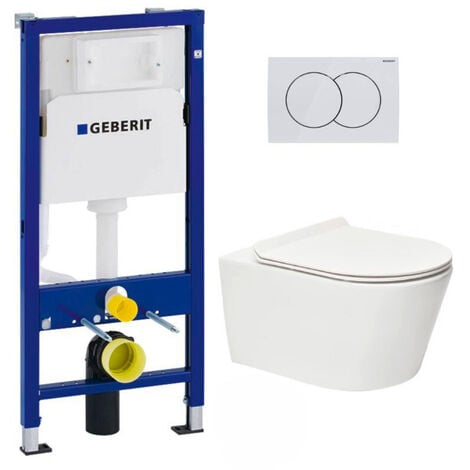 Pack Bati-support Geberit 112cm + WC sans bride SAT Brevis + Abattant ultra-fin