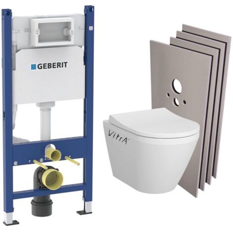 Pack Bati-support Geberit Duofix 112cm + WC sans bride  Vitra Integra avec fixations invisibles + Abattant softclose + Set habil