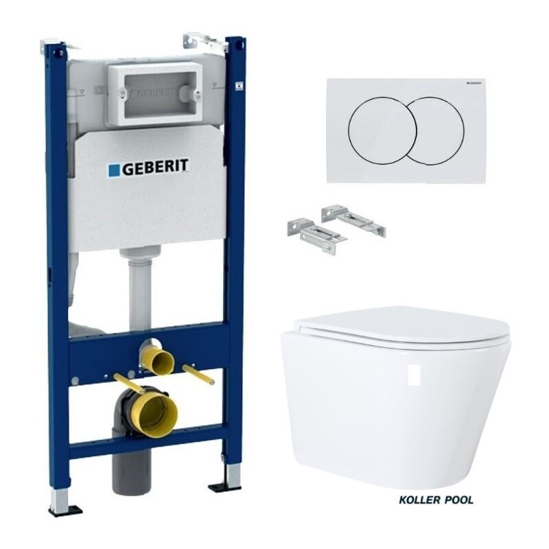 Geberit - Pack Bati-Support Duofix réservoir Encastrable et plaque delta 01 bl br avec wc suspendu Vortex Orion 51,5 cm par kp