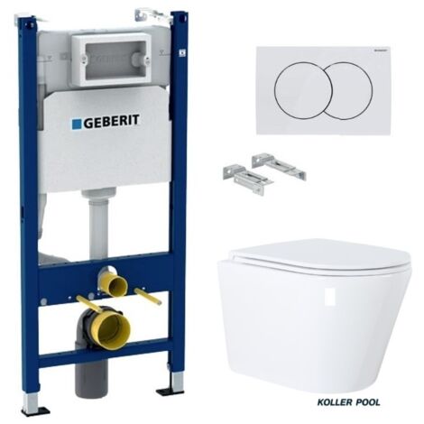 Pack Bati-Support GEBERIT Duofix réservoir Encastrable et plaque  DELTA 01 bl br avec WC suspendu Vortex Orion 51,5 cm par KP