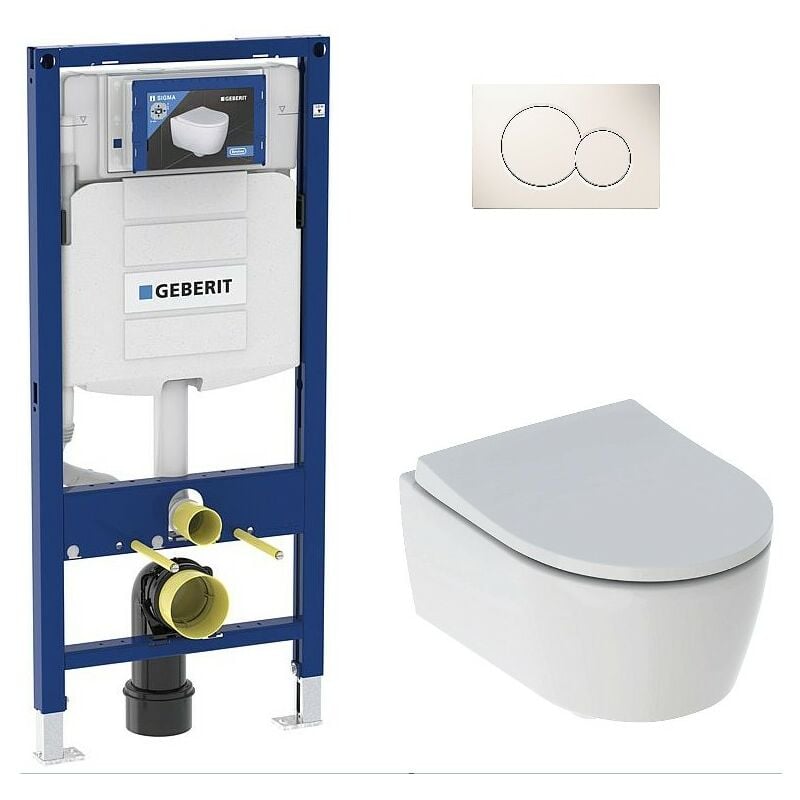 Pack Bati support Geberit et CombiPack Geberit Icon xs wc- suspendu, blanc, sans rebord