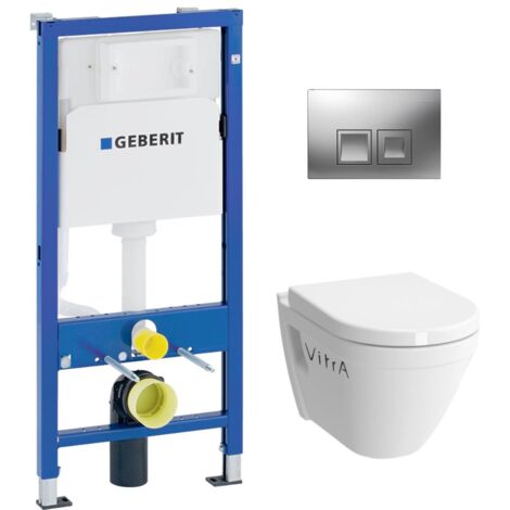 pack Bati-support Geberit UP100 + plaque Delta50 + cuvette Vitra avec bride S50 + abattant softclose (S50geb2)