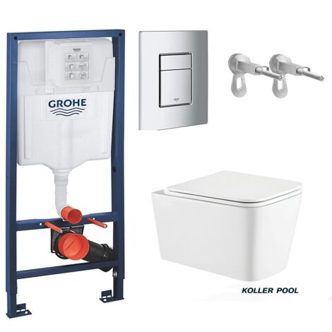 Pack Bati-support GROHE – réservoir encastré, plaque chrome brillant et WC suspendu Trend système Vortex Koller Pool