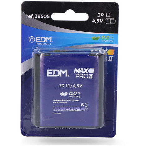 Pack batterie EDM longue durée - 3lr12 4,5v blister 1 unité 62x22x67mm