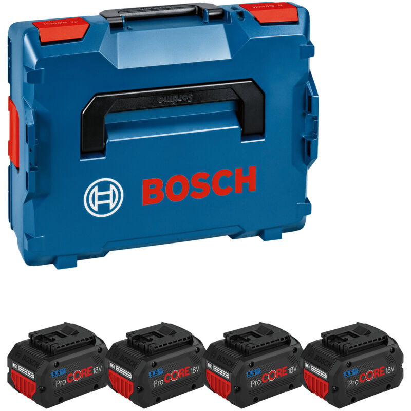 Multiset sans fil Bosch 4x ProCore 5,5 Ah Pack de batteries en l-boxx 136