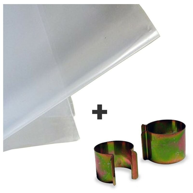 Pack Bâche Serre 48m2 Prêt à l'emploi (1 bâche serre très résistante + 20 clips de fixation) - Kalembal