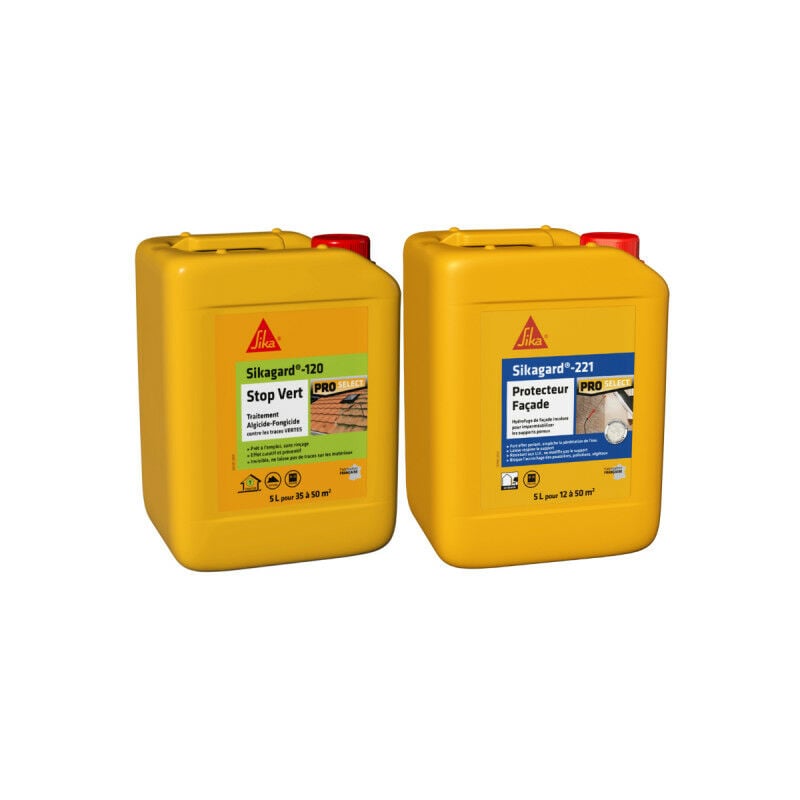 Pack Behandlung und Schutz SIKA - Sikagard-120 Stop Vert 5L - Sikagard-221 Protecteur Facade 5L