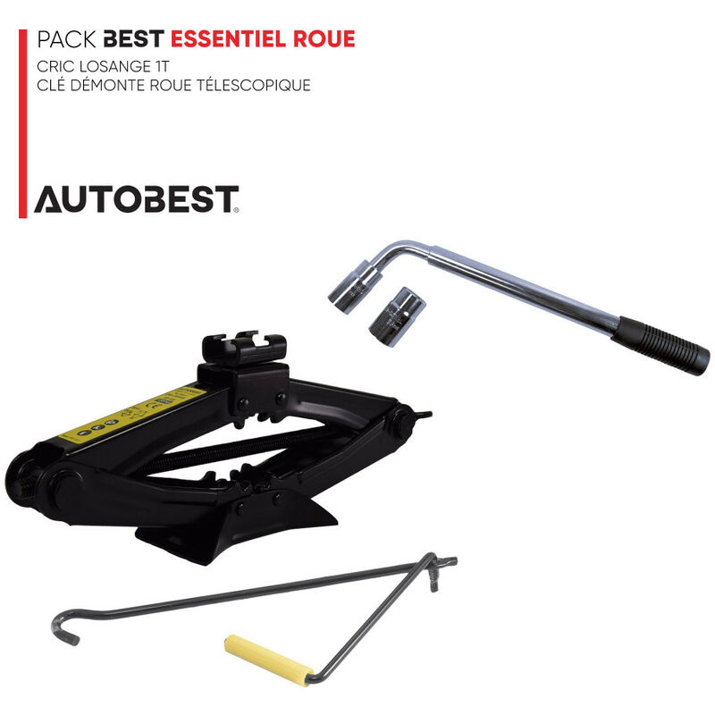 Autobest - Pack best essentiel roue Cric losange 1t et clé démonte roue télescopique
