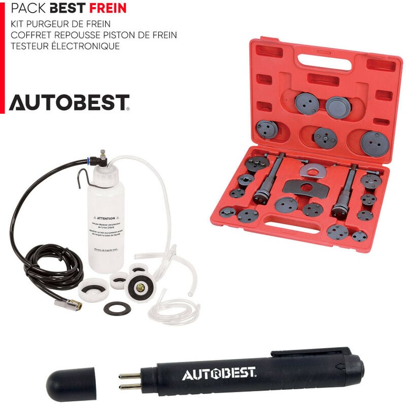 Pack best frein Kit purgeur, coffret repousse piston, testeur électronique pour liquide