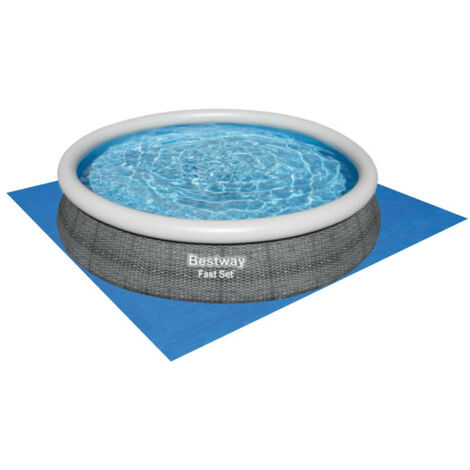 Pack BESTWAY Piscine auto-portante ronde - Fast Set - 366 x 76 cm - motif rotin - avec pompe - Tapis de sol - 366 x 366