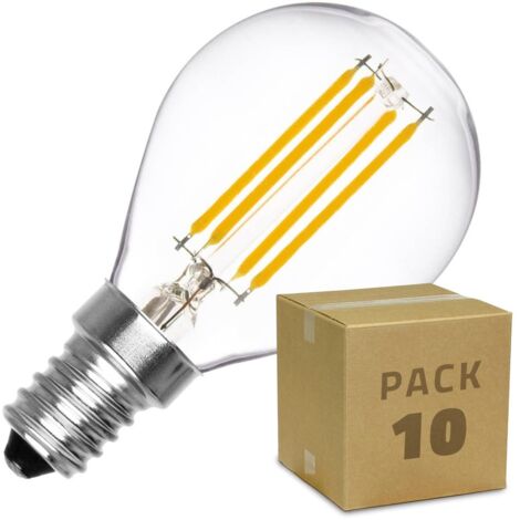 Pack Bombilla LED E14 Regulable Filamento Sphere G45 3W (10 Un) Blanco Cálido 2000K-2500K