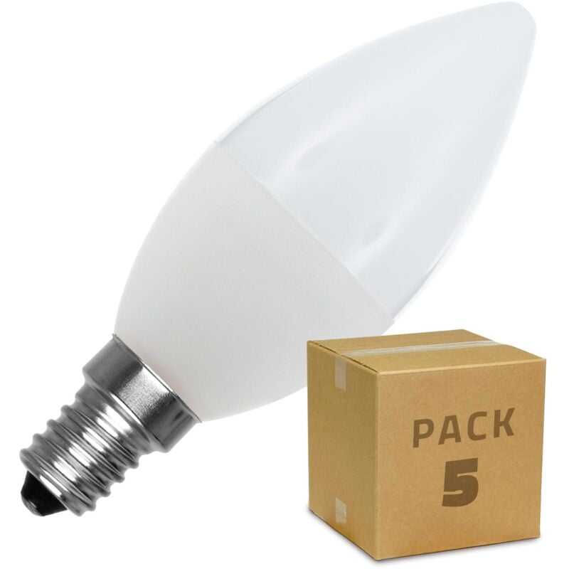 

Pack Bombillas LED E14 Casquillo Fino C37 5W (5 un) Blanco Frío 6000K - 6500K . - Blanco Frío 6000K - 6500K