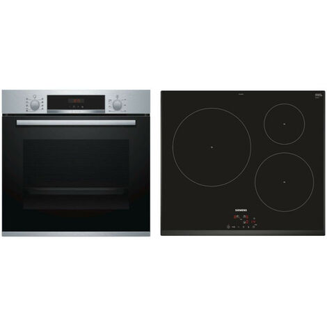 PACK BOSCH Four Pyrolyse encastrable 71L + SIEMENS Plaque de Cuisson Induction 3 Foyers - Inox