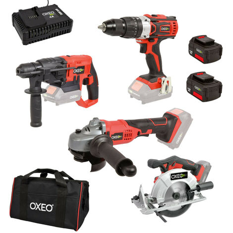 Pack bricolage EASY FULL Perfo / Perceuse / Meuleuse / Scie circulaire - 2 Batteries 4Ah et chargeur rapide - Sac de rangement