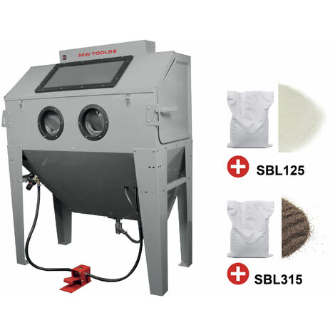 PACK Cabine de sablage 420 L avec 25 kg de microbilles de verre et 25 kg de corindon brun MW Tools CAT420SET