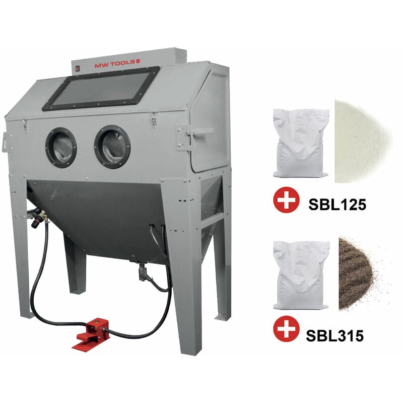 Pack Cabine de sablage 420 l avec 25 kg de microbilles de verre et 25 kg de corindon brun Mw Tools CAT420SET