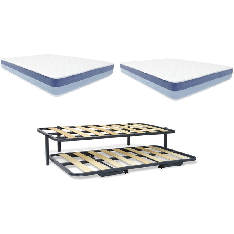 

Pack Cama nido Eco + 2 colchones BASIC BLUE VISCO 090x190
